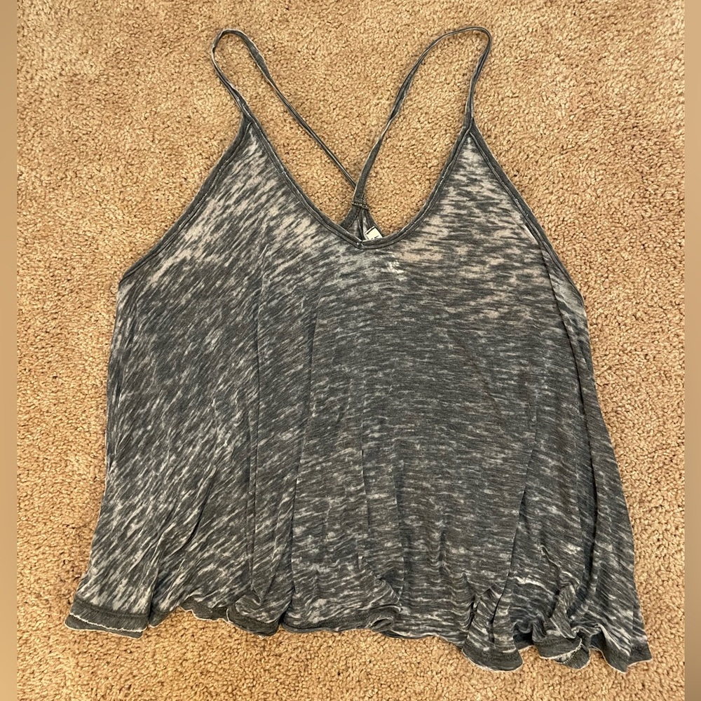 We The Free Grey Marled Burnout V-Neck Swing Tank
